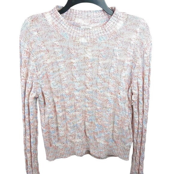 NEW J.CREW Factory Pullover Cableknit Sweater Red White Blue Americana Medium - Picture 2 of 15